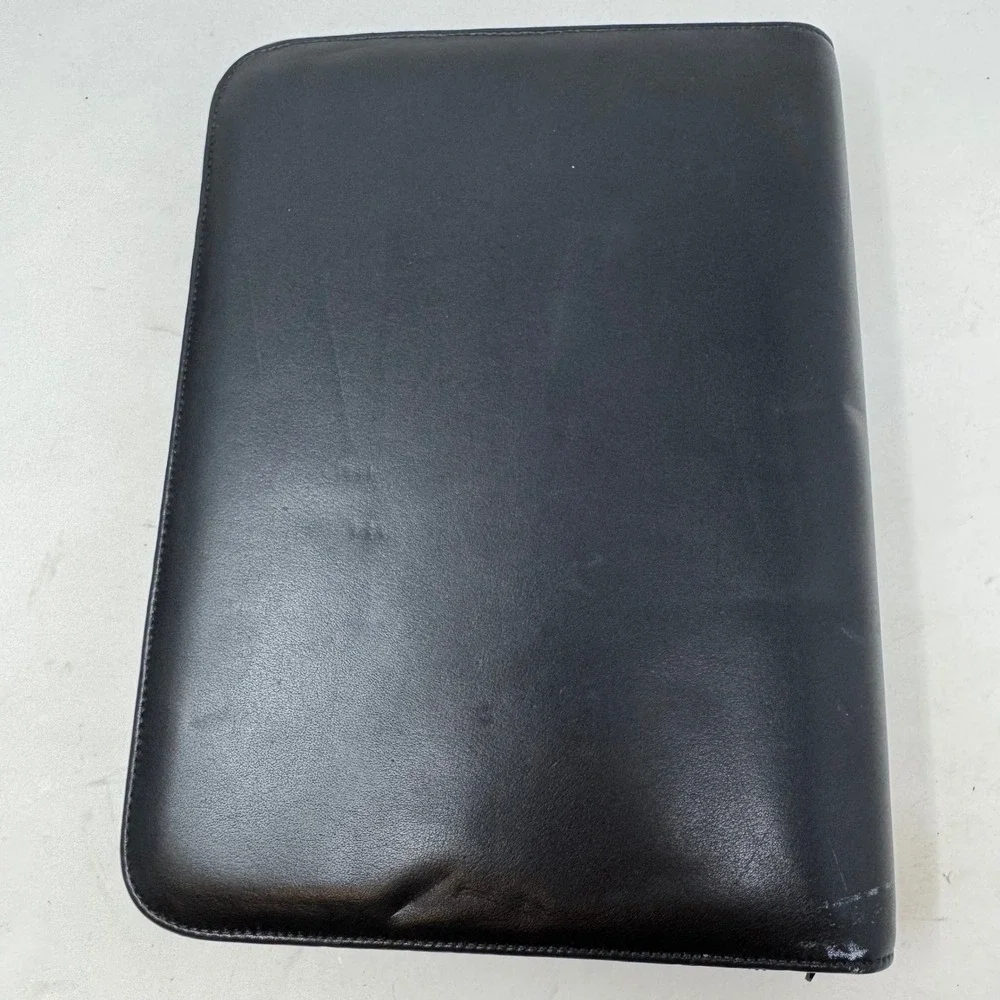 Raika Handcrafted Leather 3 Ring Binder Planner Organizer Black TN 204
